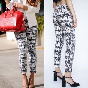 Isabel‎ Marant Pour H&M Black and White Printed Jeans Size 4 Stretch Ankle Pants